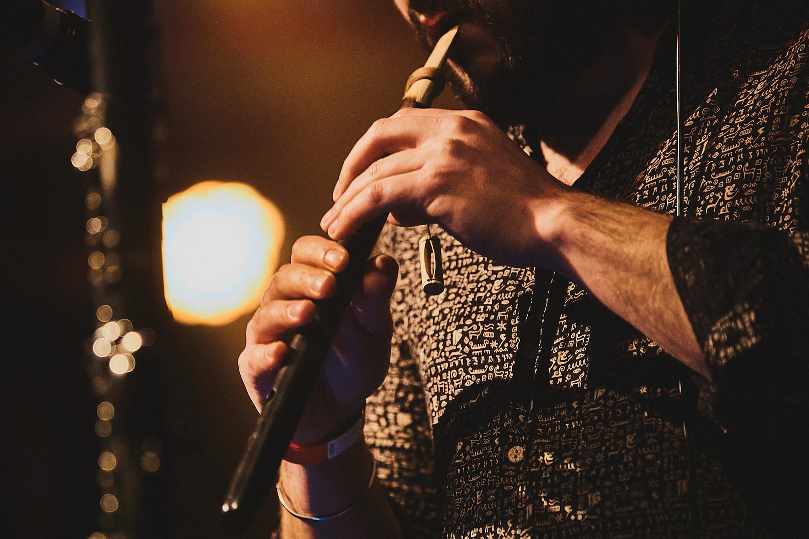 His hand playing clarinet
